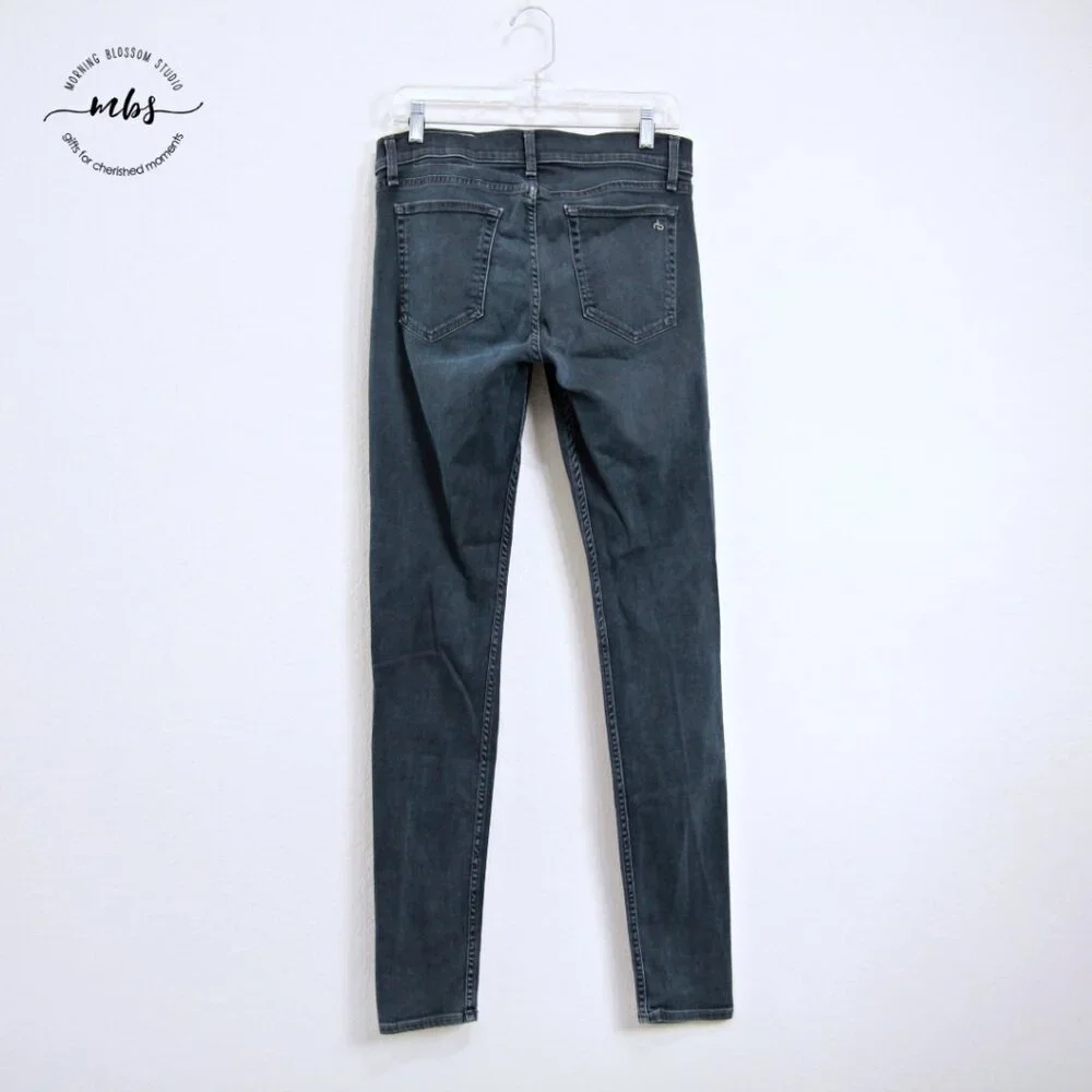 Rag & Bone Standard Issue Mid Rise Button Fly Skinny Leg Distressed Jeans Men 32